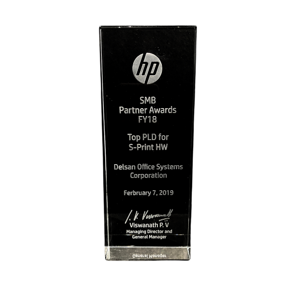 HP SMB Partner Awards FY18 - Top PLD for S-Print HW